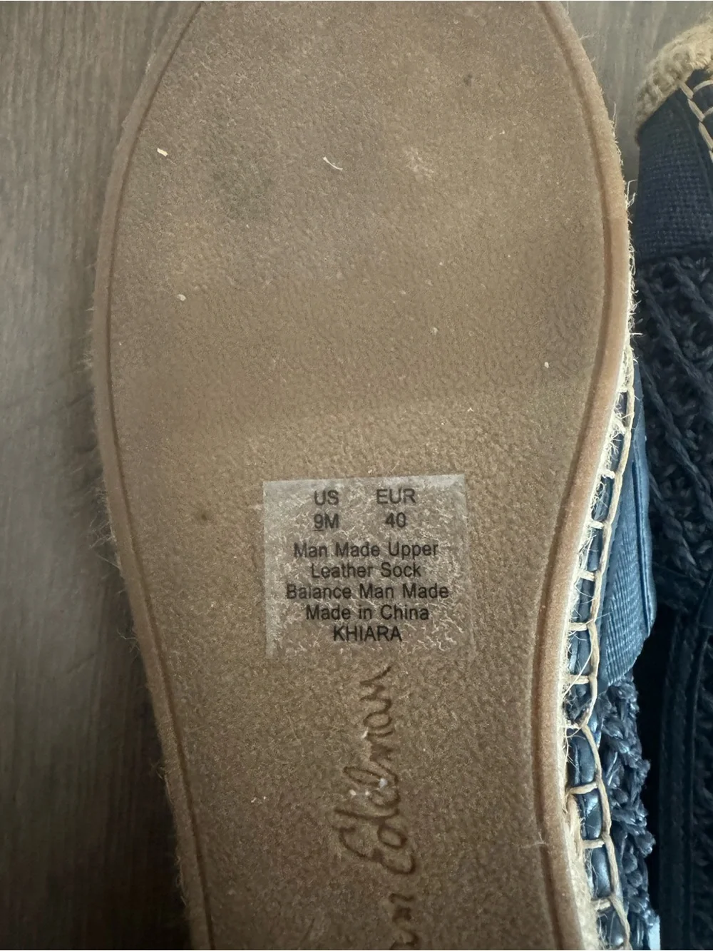 Sam Edelman Navy Blue Espadrille Flats with Gold Logo